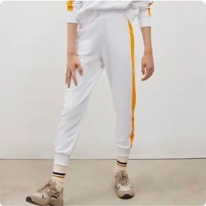 Zara White Orange Stripe Joggers NWT Size Small